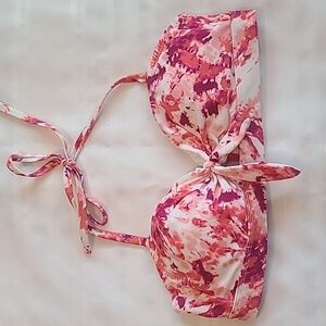 Time and Tru coral and purple tie dye convertable bikini top size Large